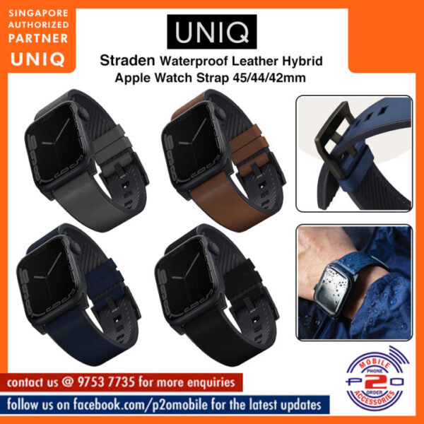 Uniq Straden Waterproof Leather Hybrid Apple Watch Strap 45/44/42mm